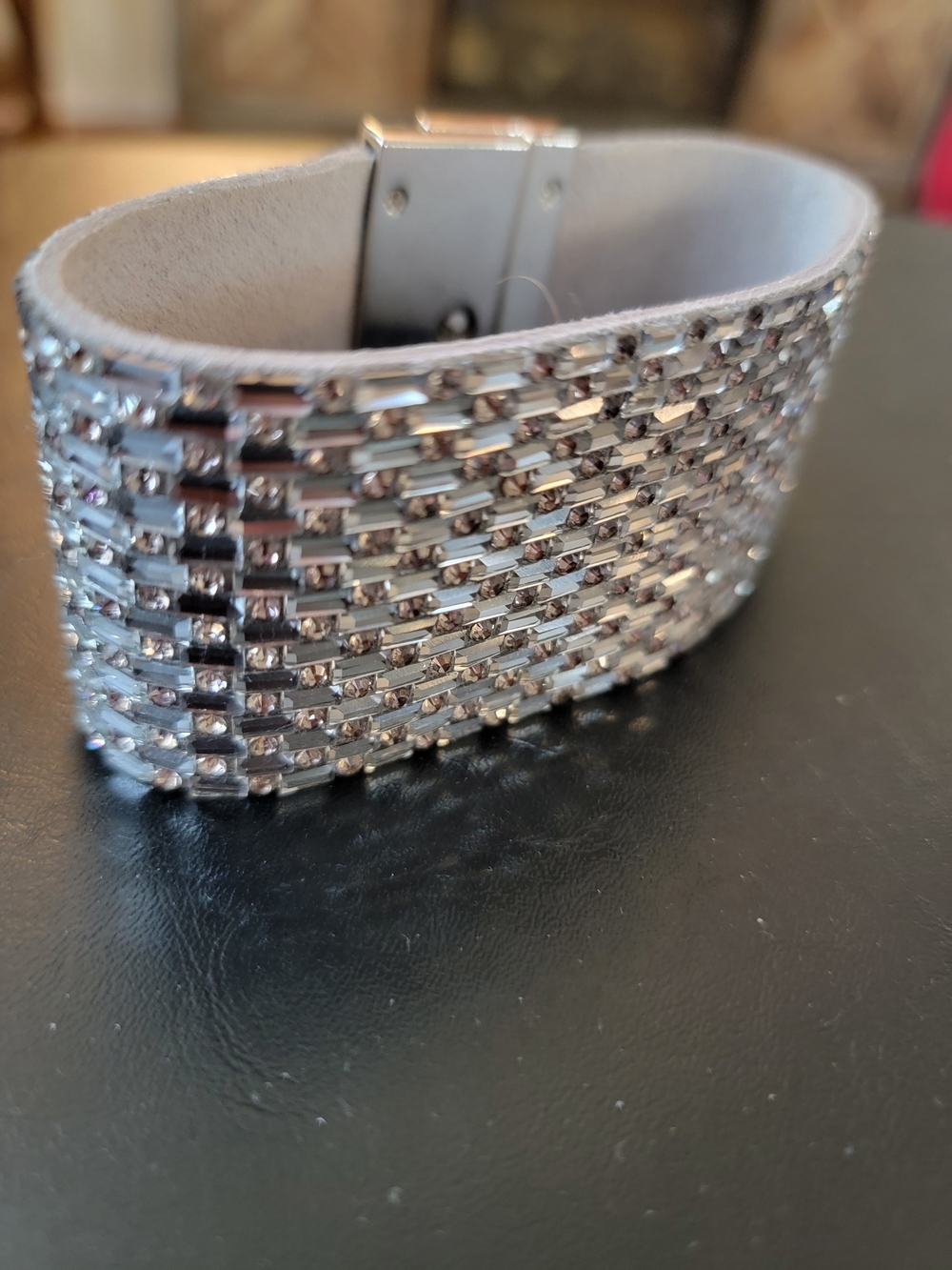Torrid Crystal Embellished Silver Wide Cuff Bracelet